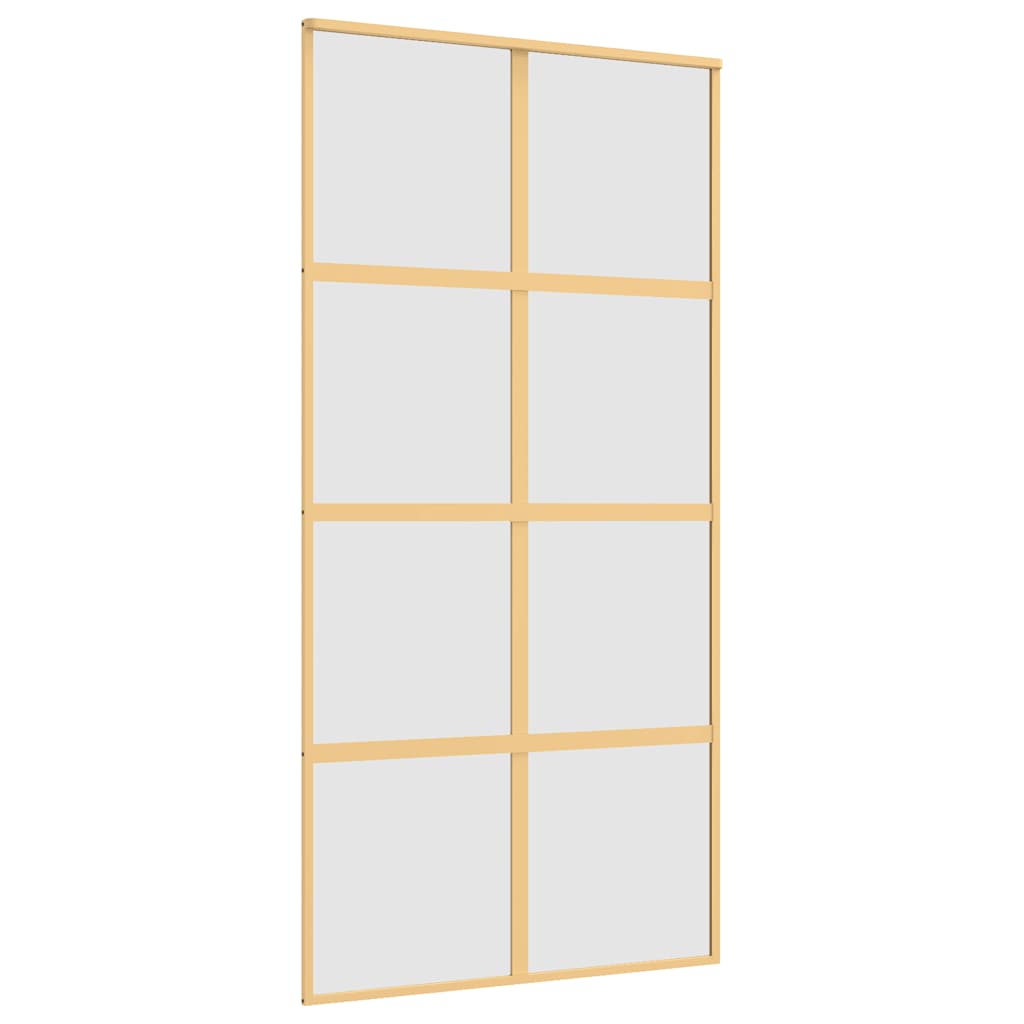Porte coulissante dorée en verre ESG dépoli et aluminium 