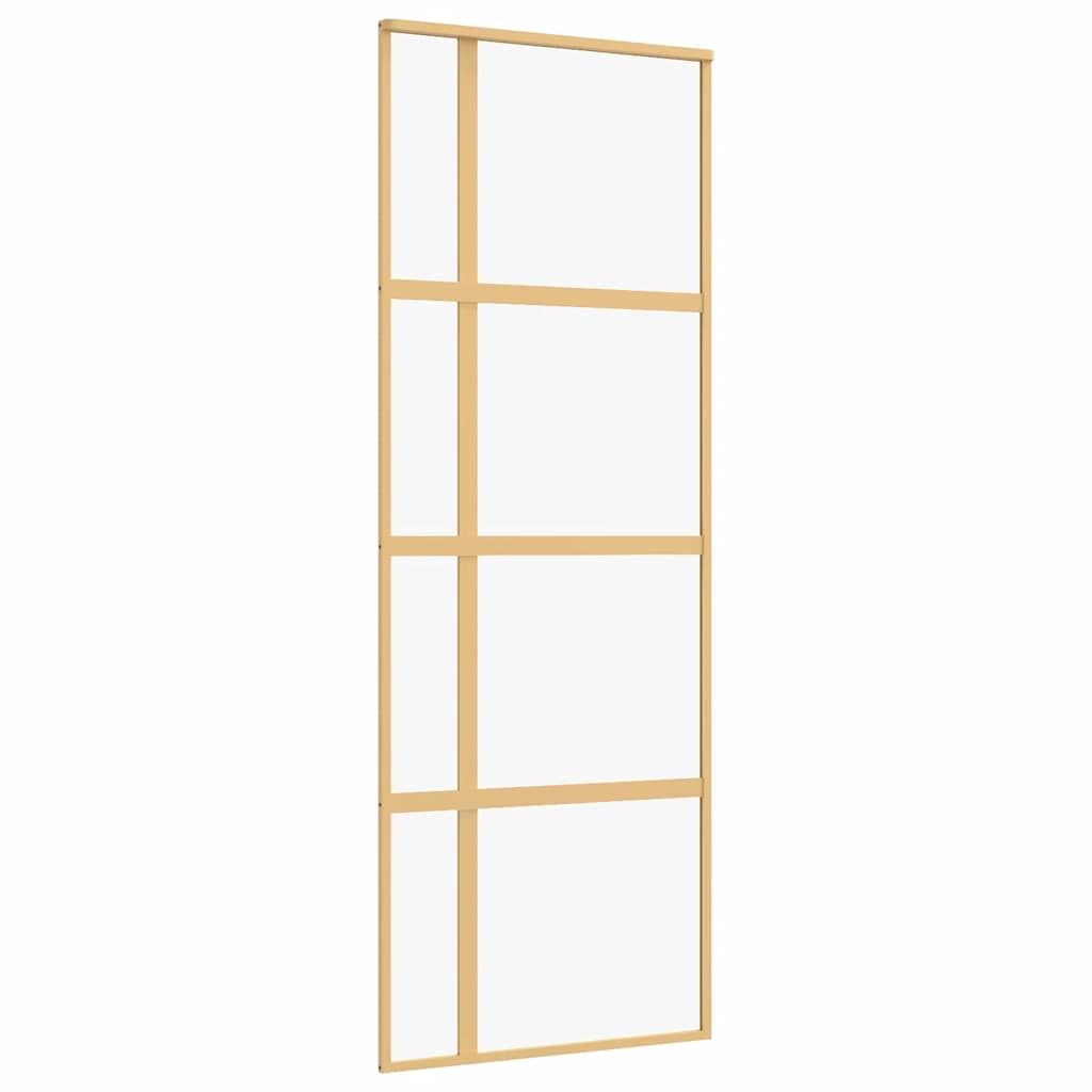 Puerta Corredera Dorada de Vidrio ESG Transparente y Aluminio 76 x 205 cm