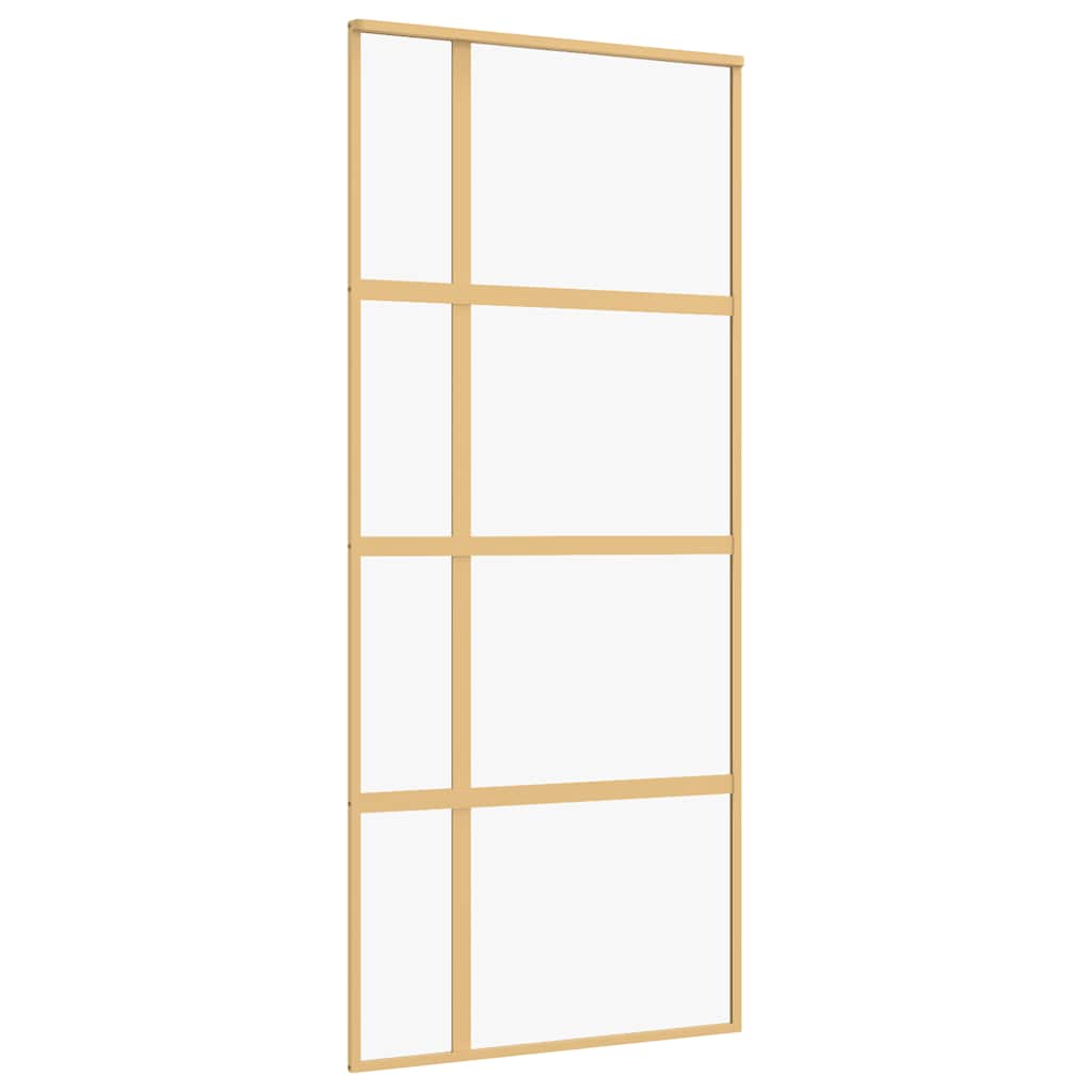 Puerta Corredera de Vidrio ESG Transparente y Aluminio Dorado 90x205cm