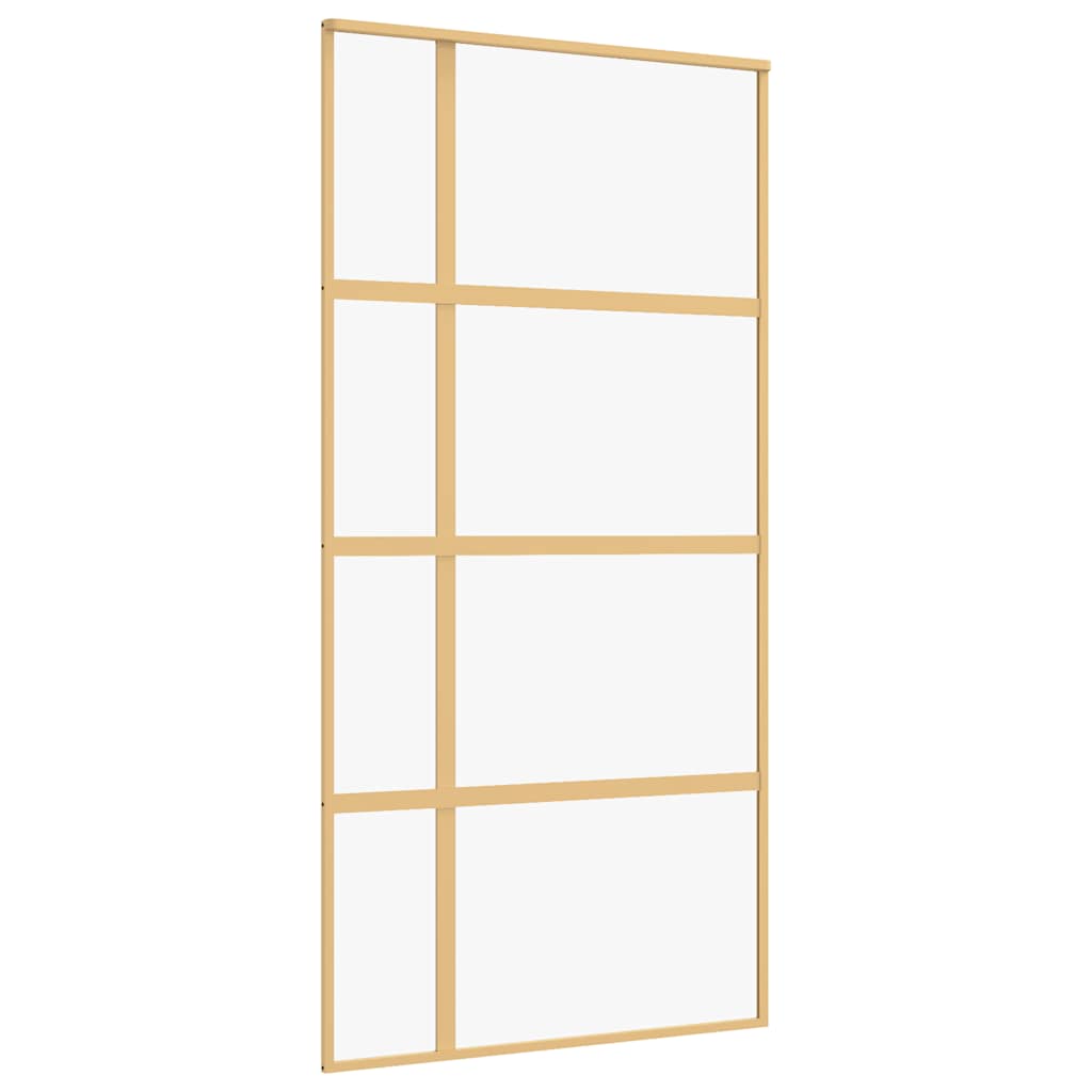 Puerta Corredera Dorada de Vidrio ESG Transparente y Aluminio 102,5 x 205 cm