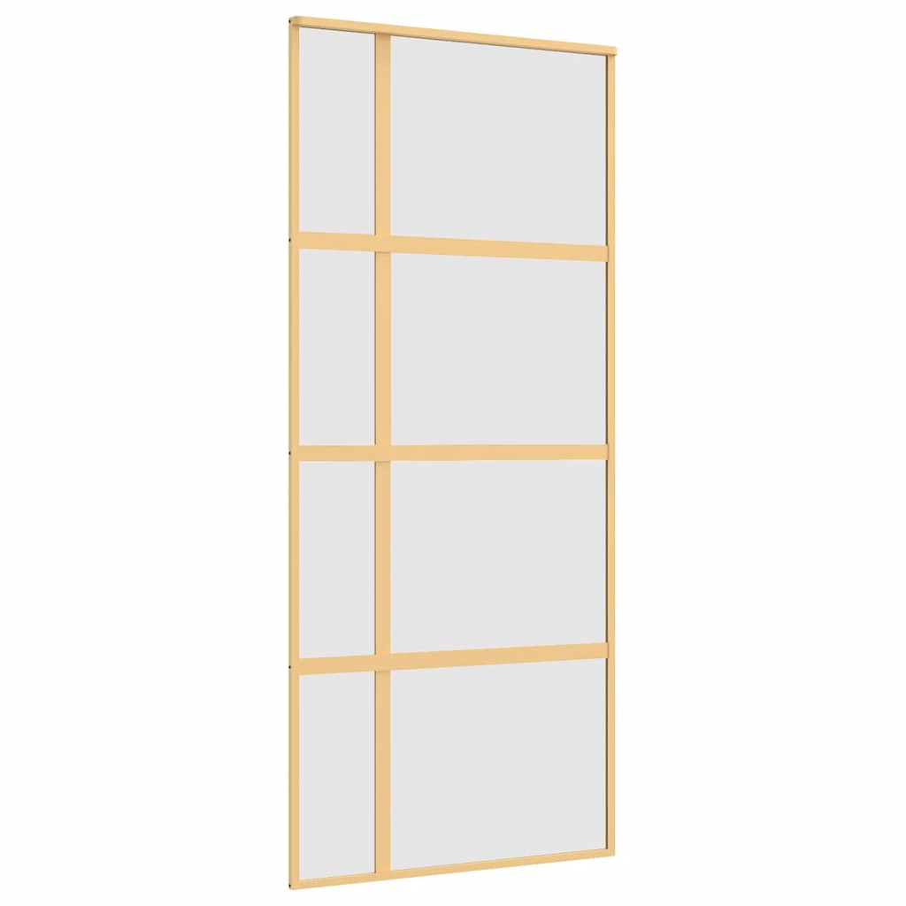Porte coulissante dorée en verre ESG dépoli en aluminium 90x205cm 