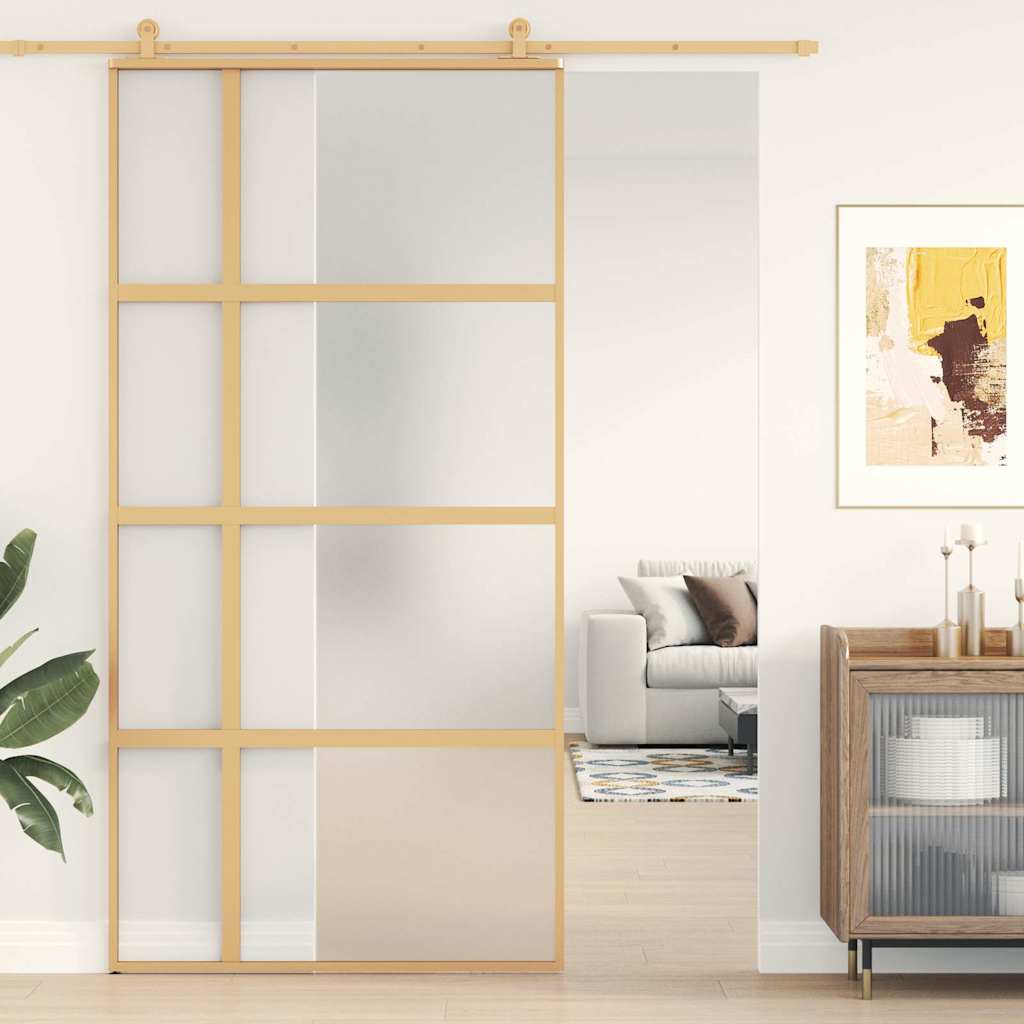 Puerta Corredera Dorada de Vidrio ESG Esmerilado 102,5 x 205 cm