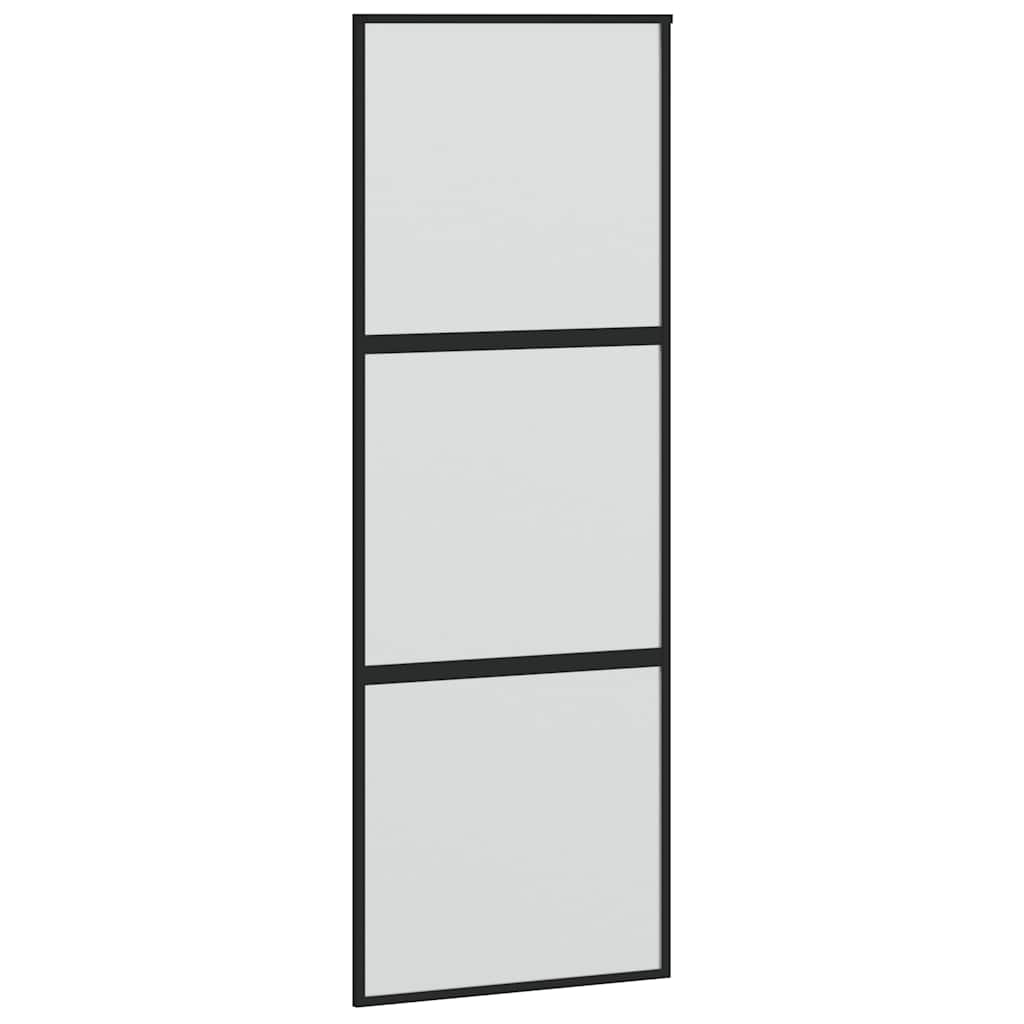 Puerta Corredera Vidrio Templado y Aluminio Negra 76x205 cm