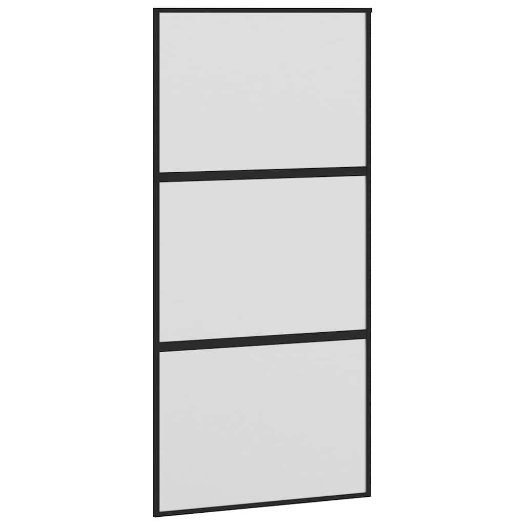 Puerta Corredera Vidrio Templado y Aluminio Negra 102,5x205 cm
