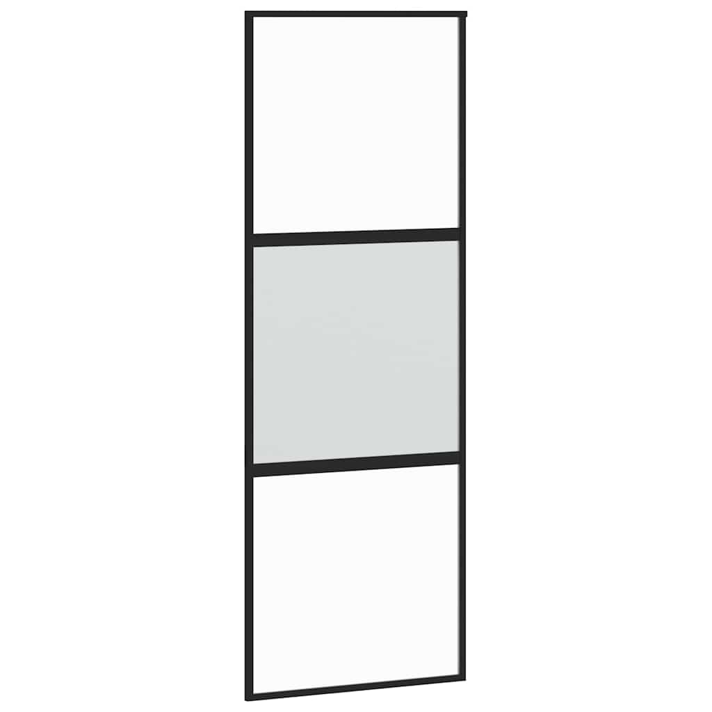 Puerta Corredera Vidrio Templado y Aluminio Negra 76x205 cm
