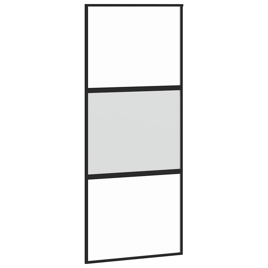 Puerta Corredera Vidrio Templado y Aluminio Negra 90x205 cm