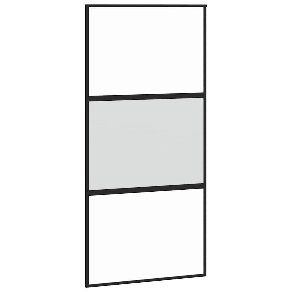 Puerta Corredera Vidrio Templado y Aluminio Negra 102,5x205 cm