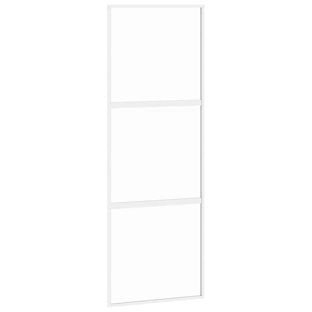 Puerta Corredera Vidrio Templado y Aluminio Blanca 76x205 cm