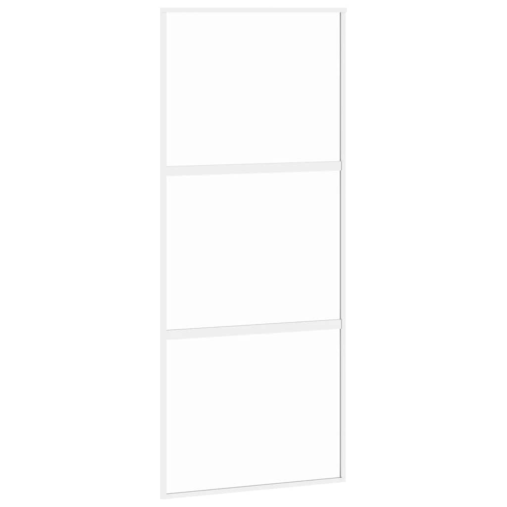 Puerta Corredera Vidrio Templado y Aluminio Blanca 90x205 cm