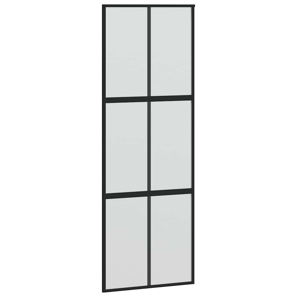 Puerta Corredera Vidrio Templado y Aluminio Negra 76x205 cm