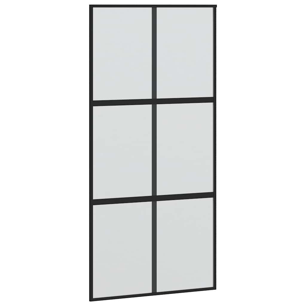 Puerta Corredera Vidrio Templado y Aluminio Negra 102,5x205 cm
