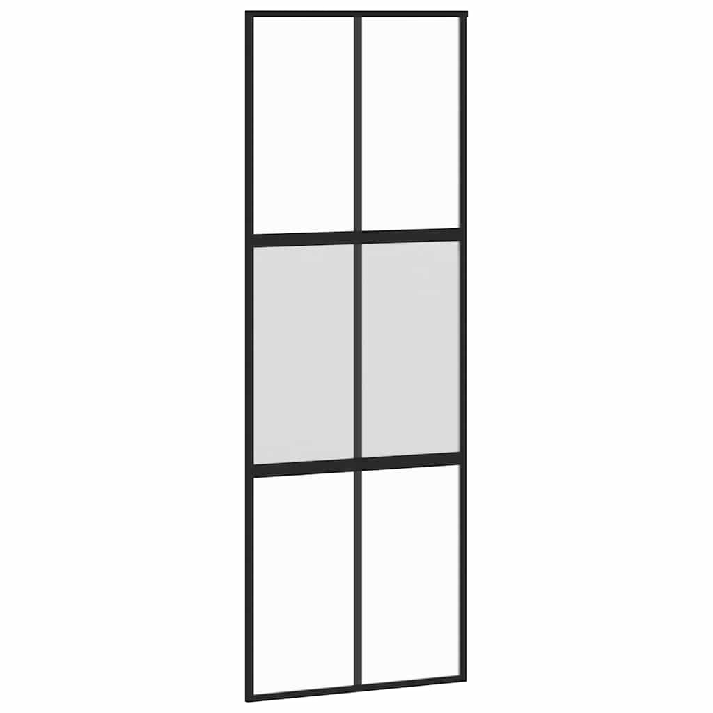 Puerta Corredera Vidrio Templado y Aluminio Negra 76x205 cm