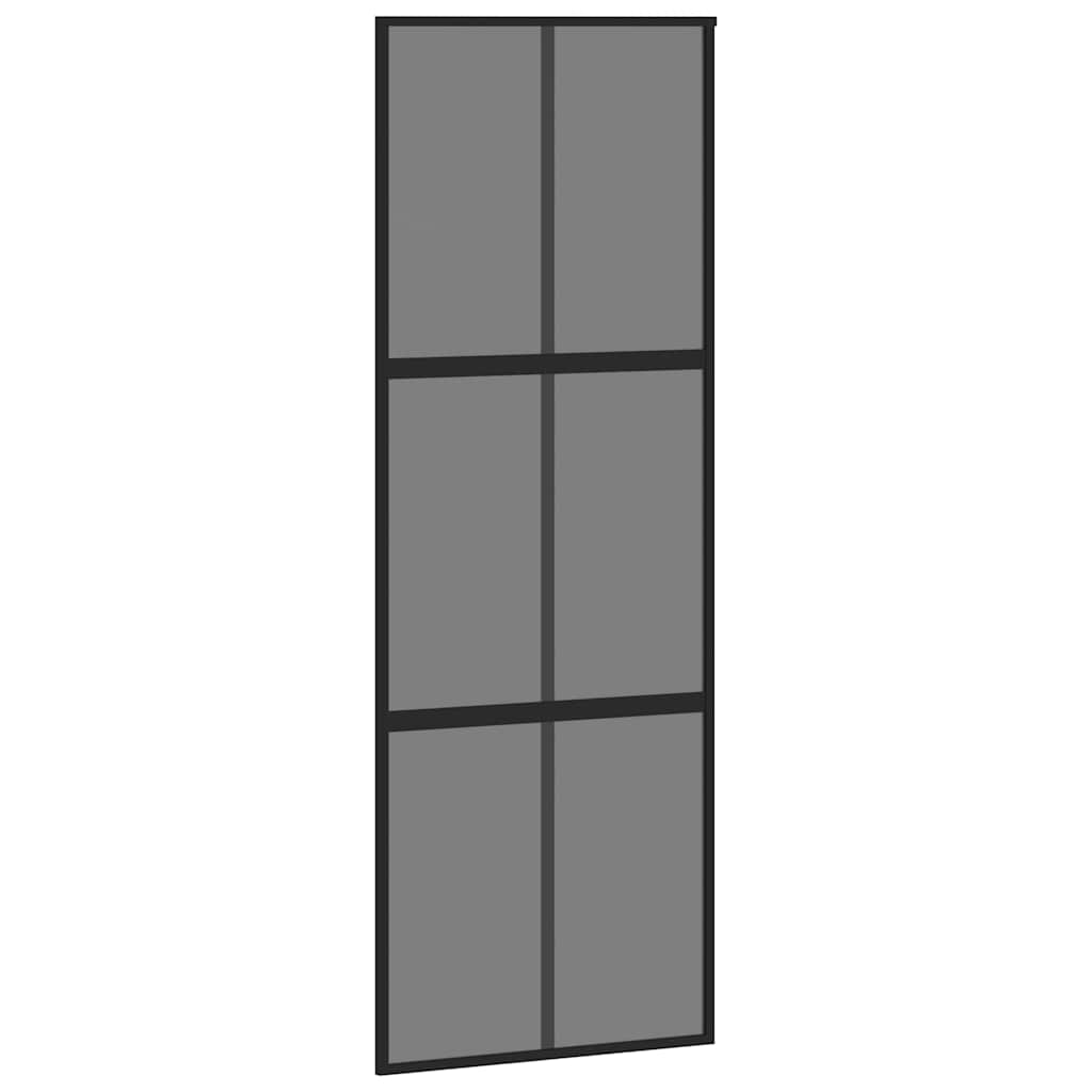 Puerta Corredera Vidrio Templado y Aluminio Negra 76x205 cm