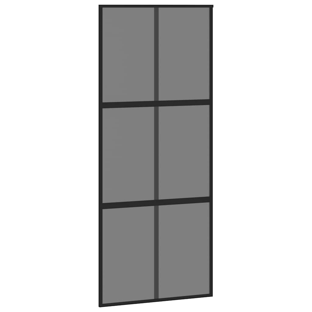 Puerta Corredera Vidrio Templado y Aluminio Negra 90x205 cm
