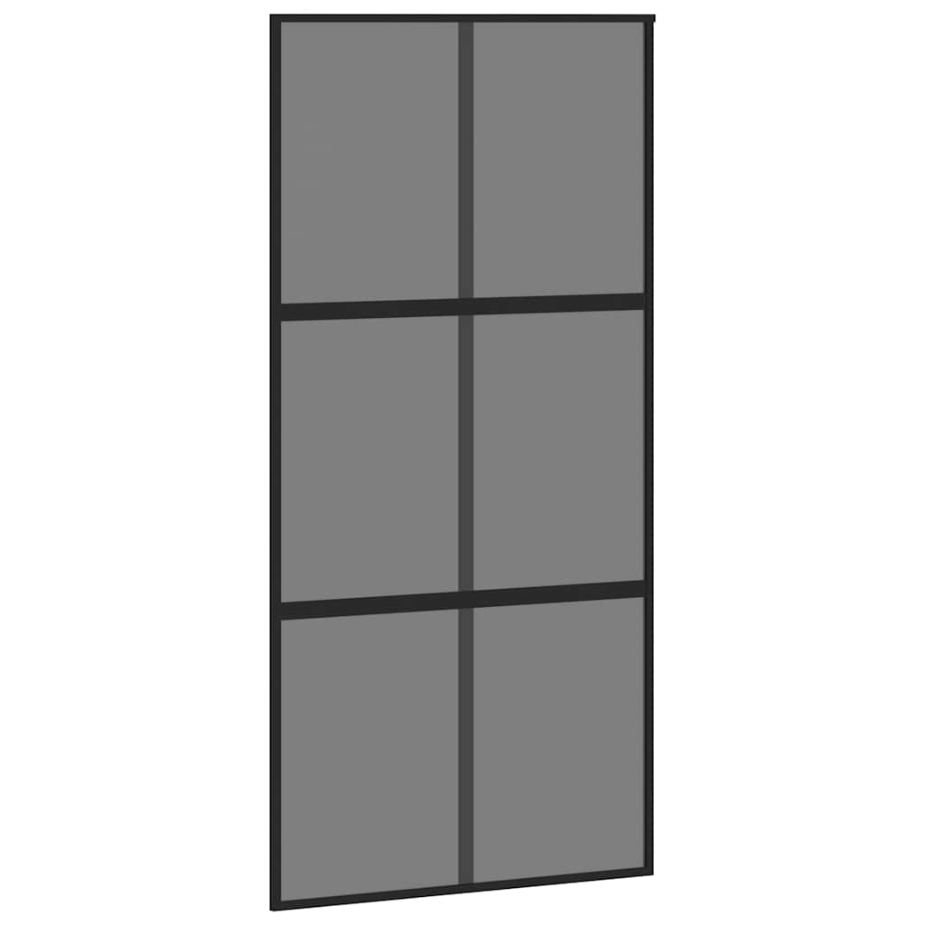 Puerta Corredera Vidrio Templado y Aluminio Negra 102,5x205 cm