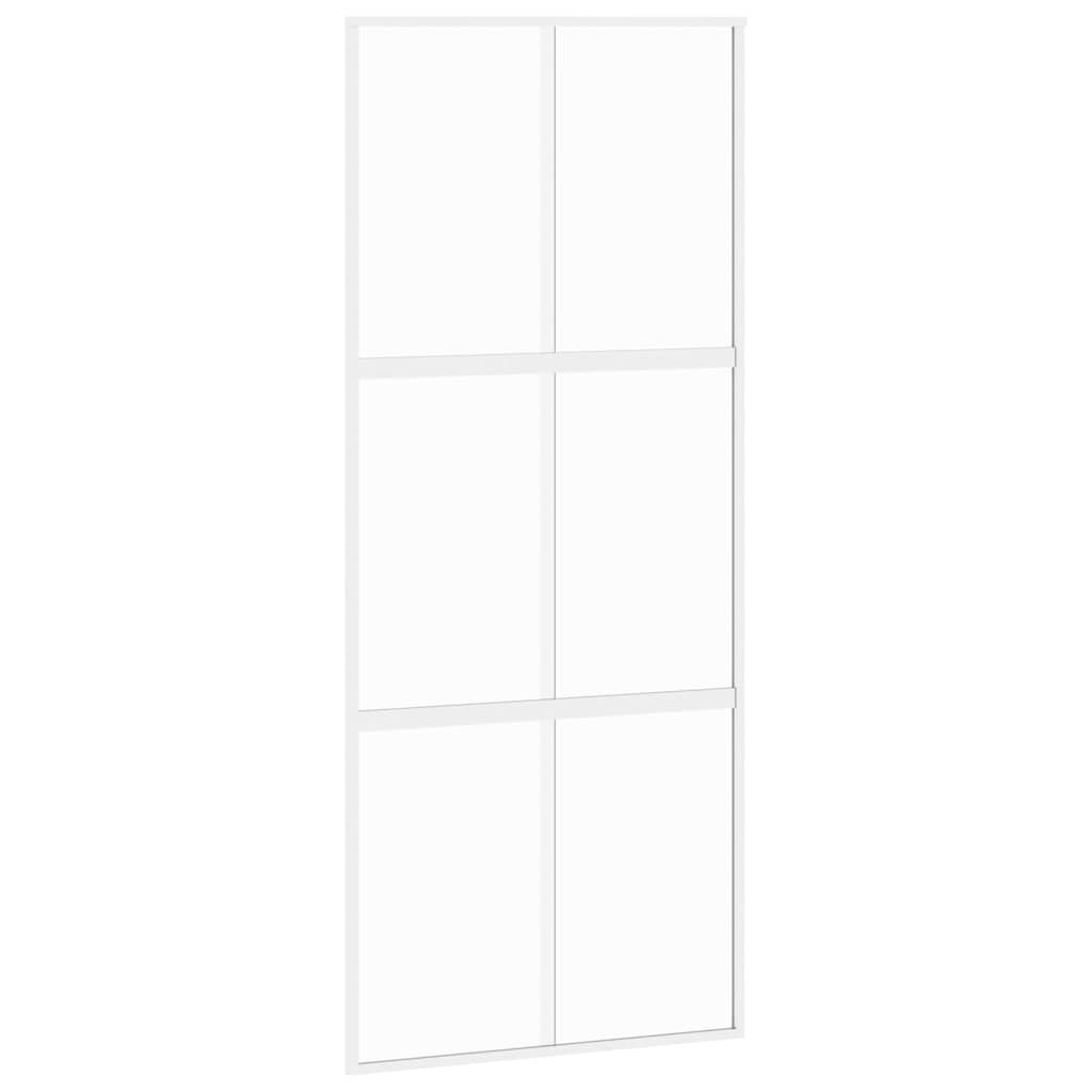 Puerta Corredera Vidrio Templado y Aluminio Blanca 90x205 cm