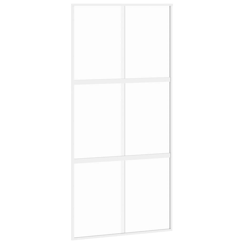 Porte coulissante en verre trempé et aluminium blanche 102,5x205 cm 