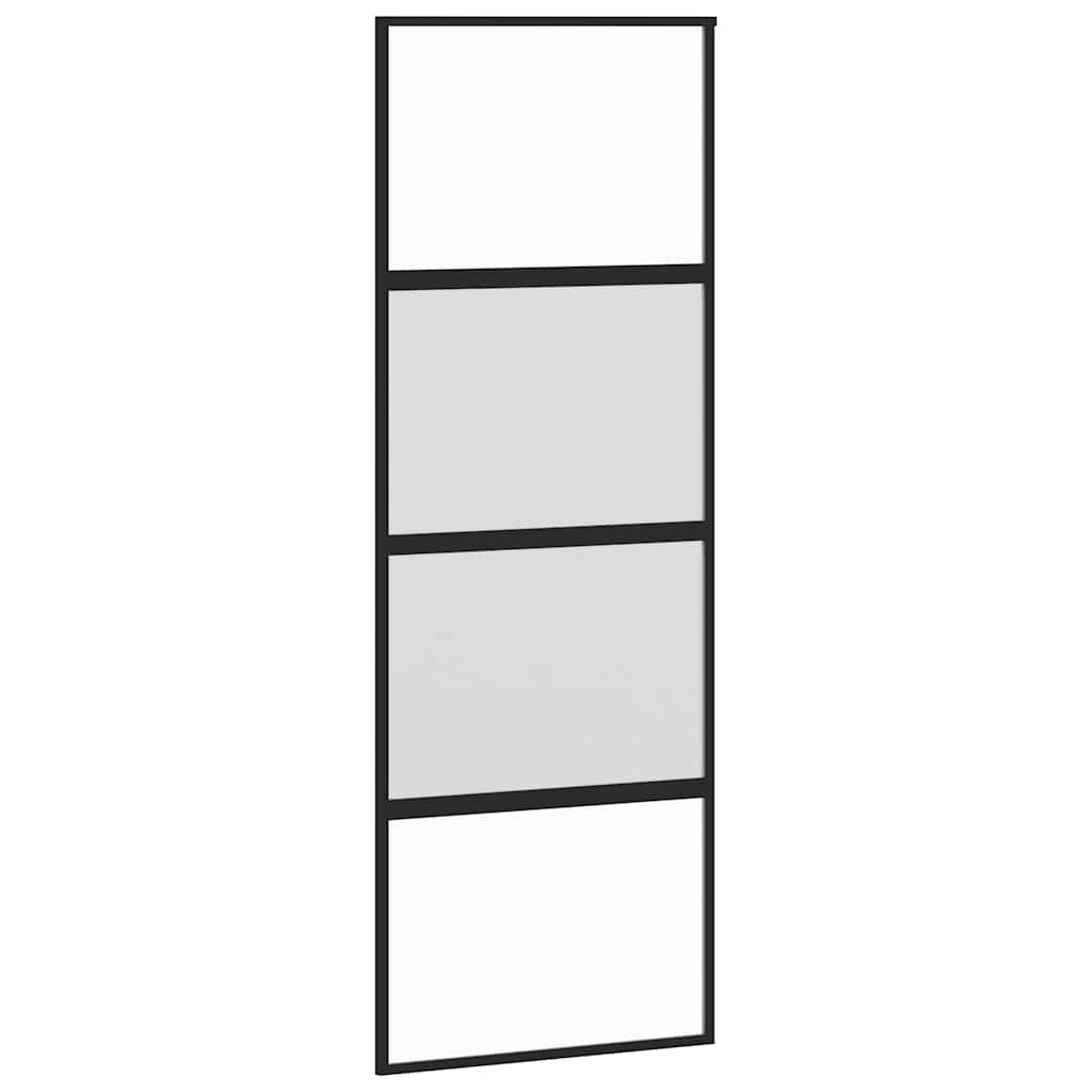 Puerta Corredera Vidrio Templado y Aluminio Negra 76x205 cm