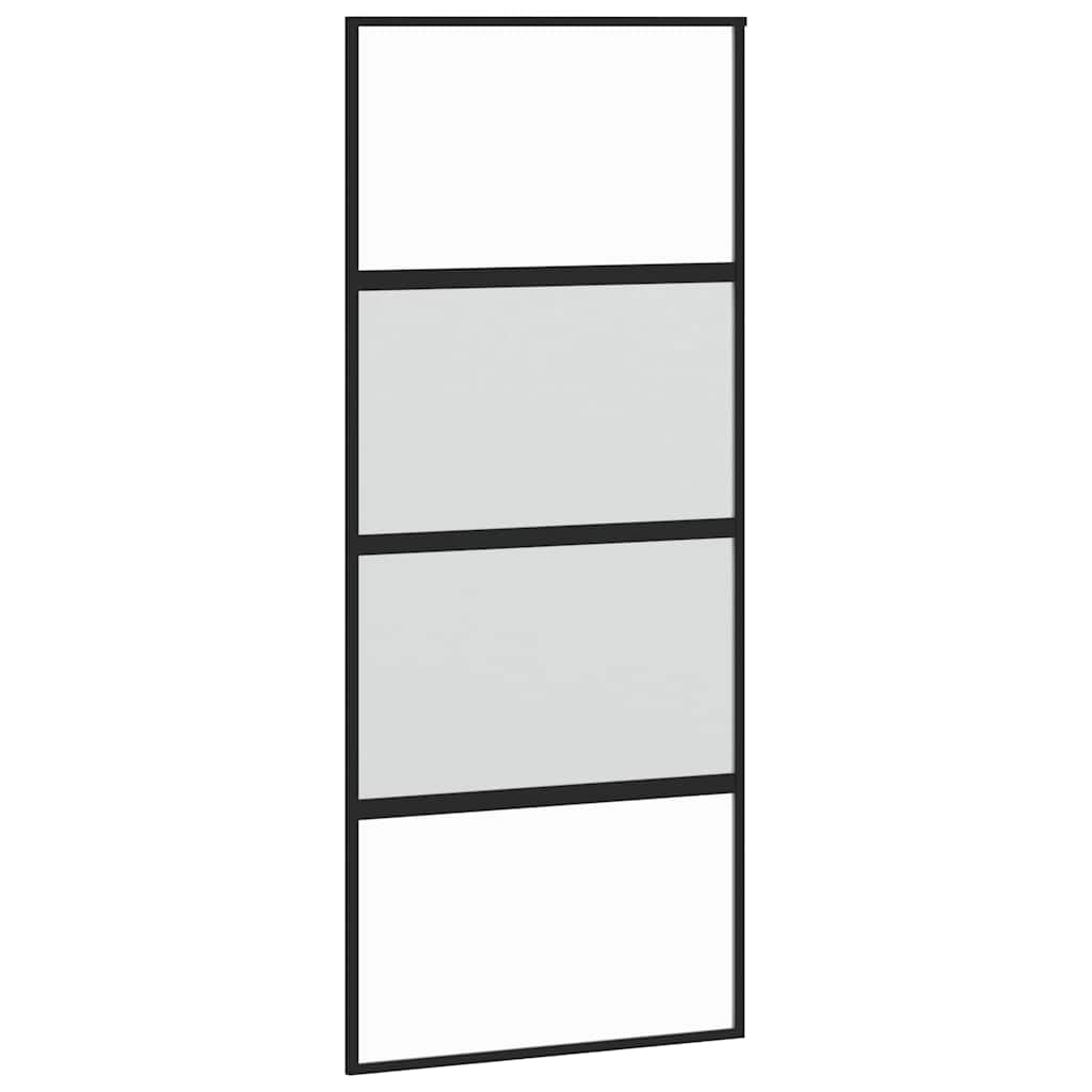 Puerta Corredera Vidrio Templado y Aluminio Negra 90x205 cm