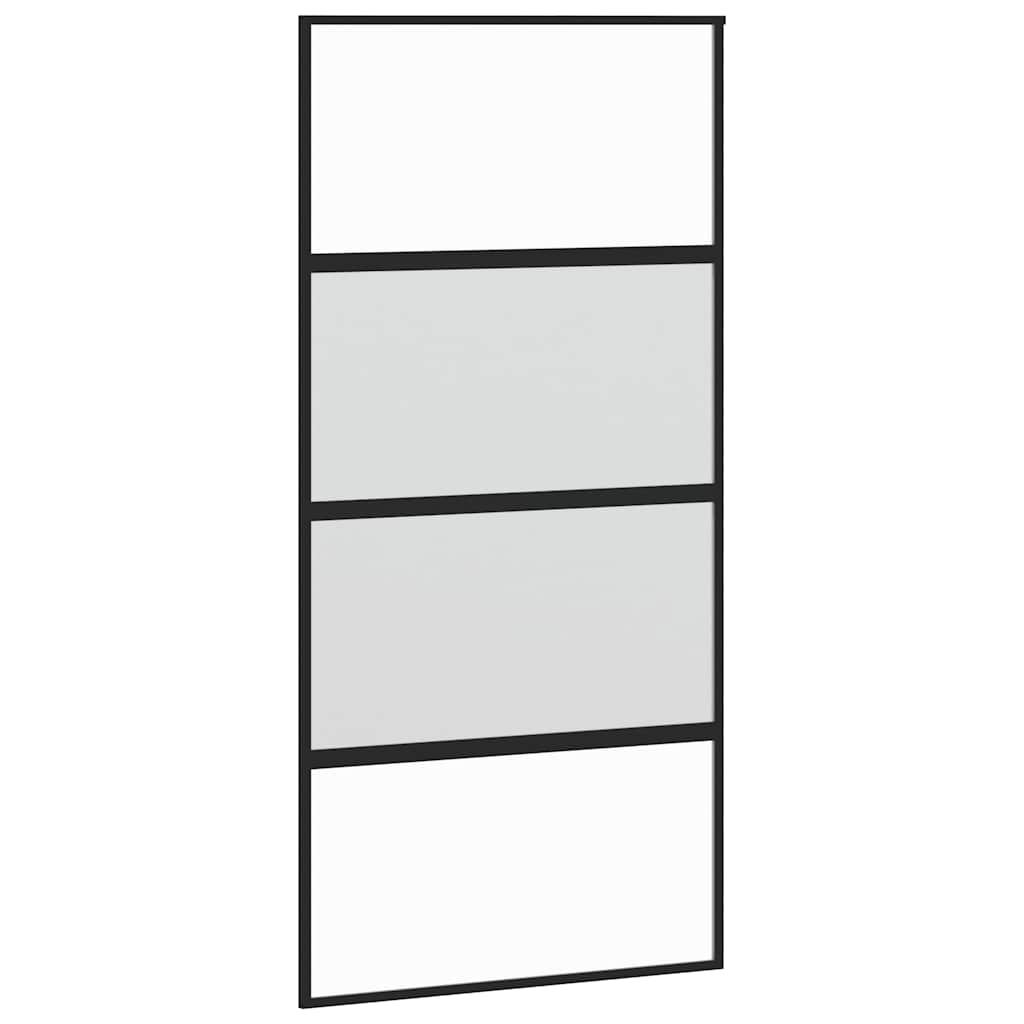 Puerta Corredera Vidrio Templado y Aluminio Negra 102,5x205 cm