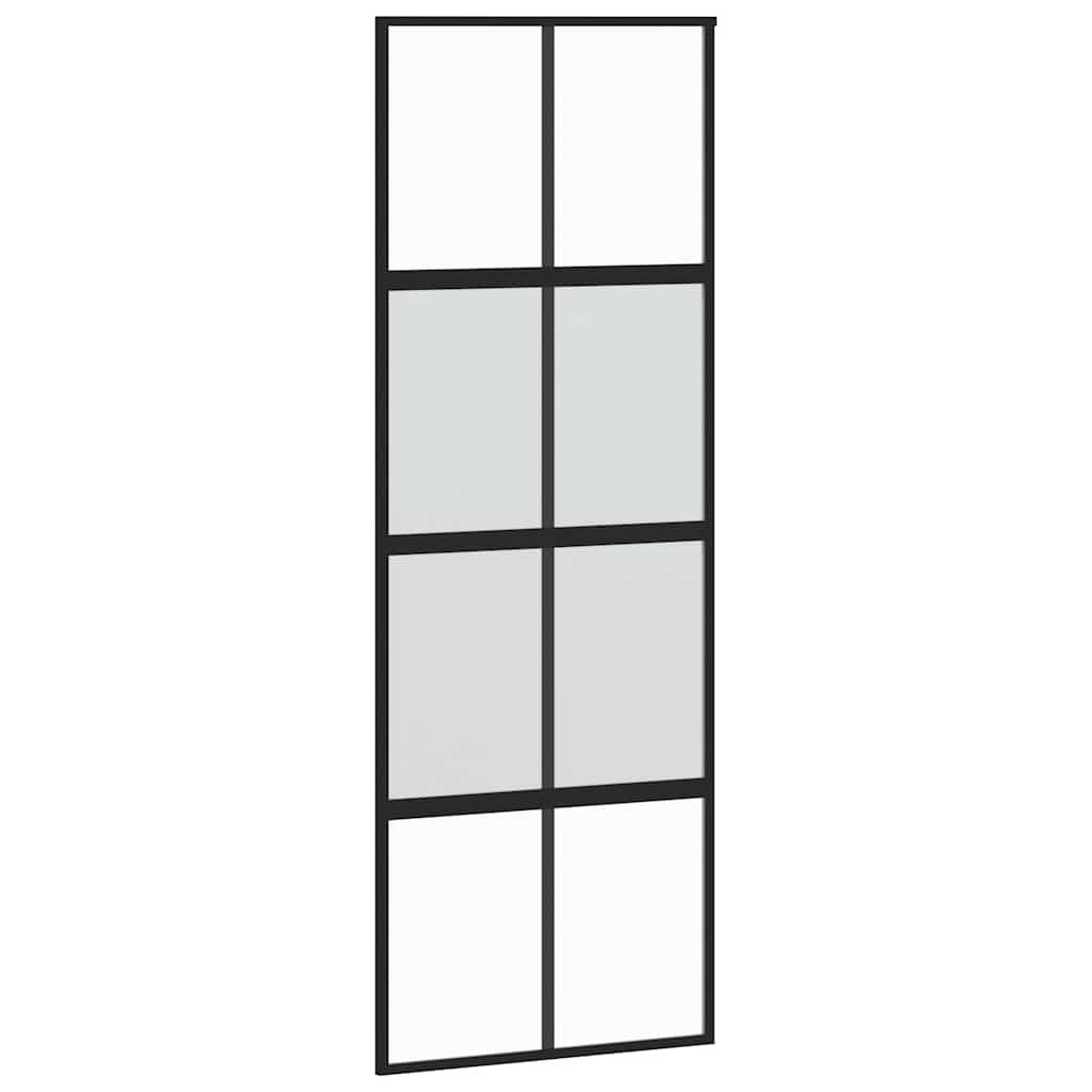 Puerta Corredera Vidrio Templado y Aluminio Negra 76x205 cm