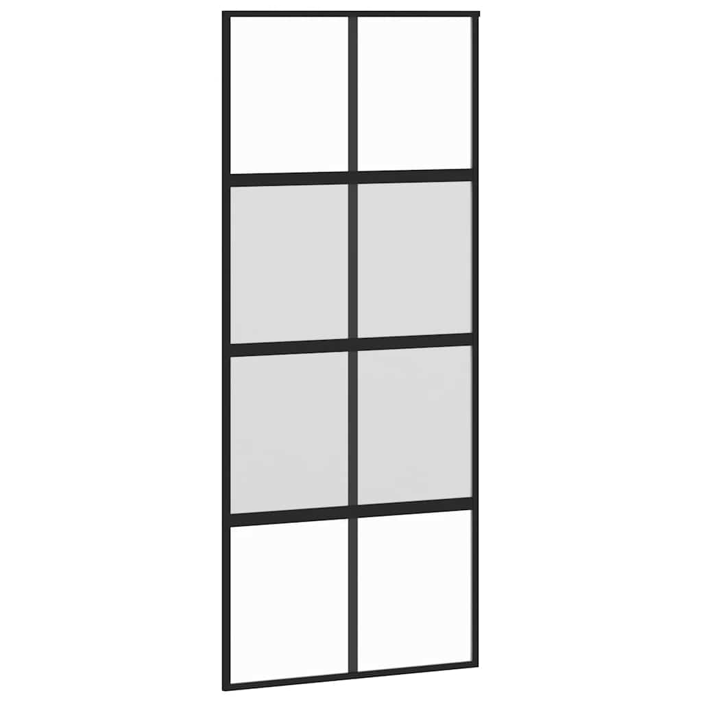 Puerta Corredera Vidrio Templado y Aluminio Negra 90x205 cm