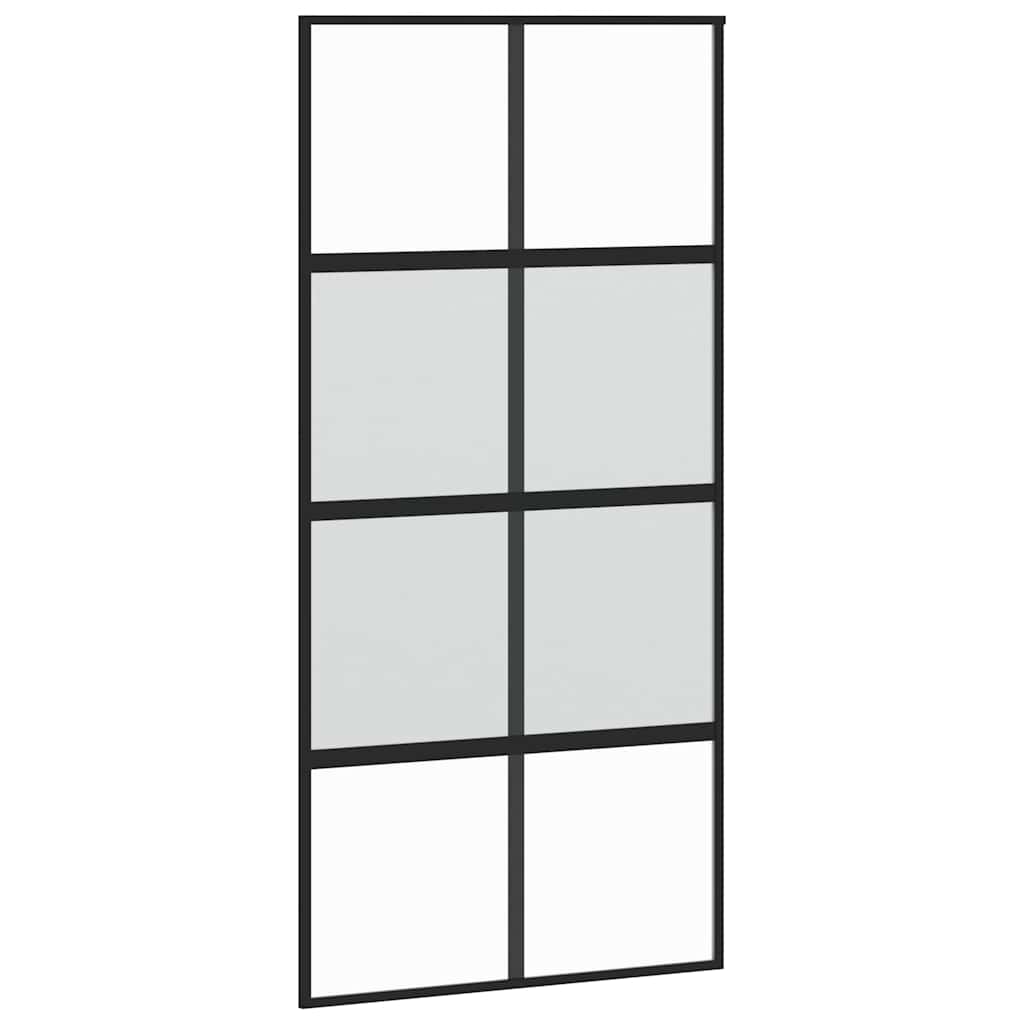 Puerta Corredera Vidrio Templado y Aluminio Negra 102,5x205 cm