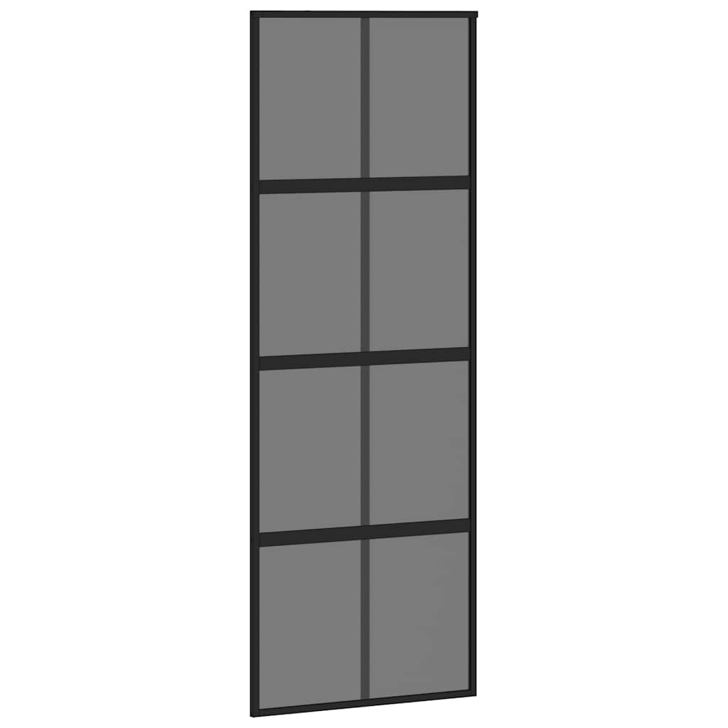 Puerta Corredera Vidrio Templado y Aluminio Negra 76x205 cm