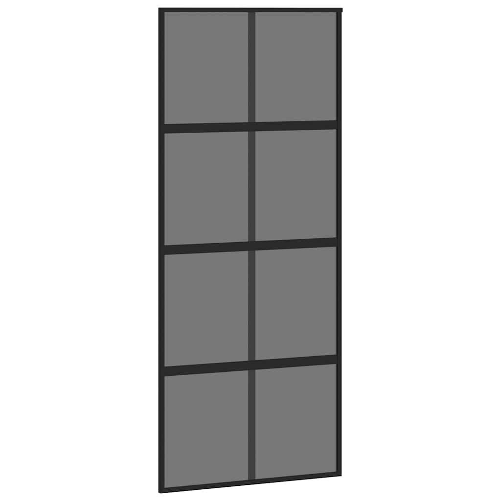Puerta Corredera Vidrio Templado y Aluminio Negra 90x205 cm