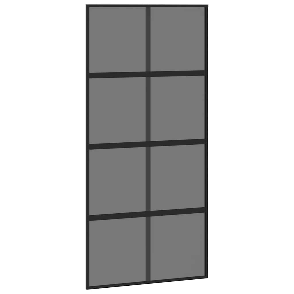 Puerta Corredera Vidrio Templado y Aluminio Negra 102,5x205 cm