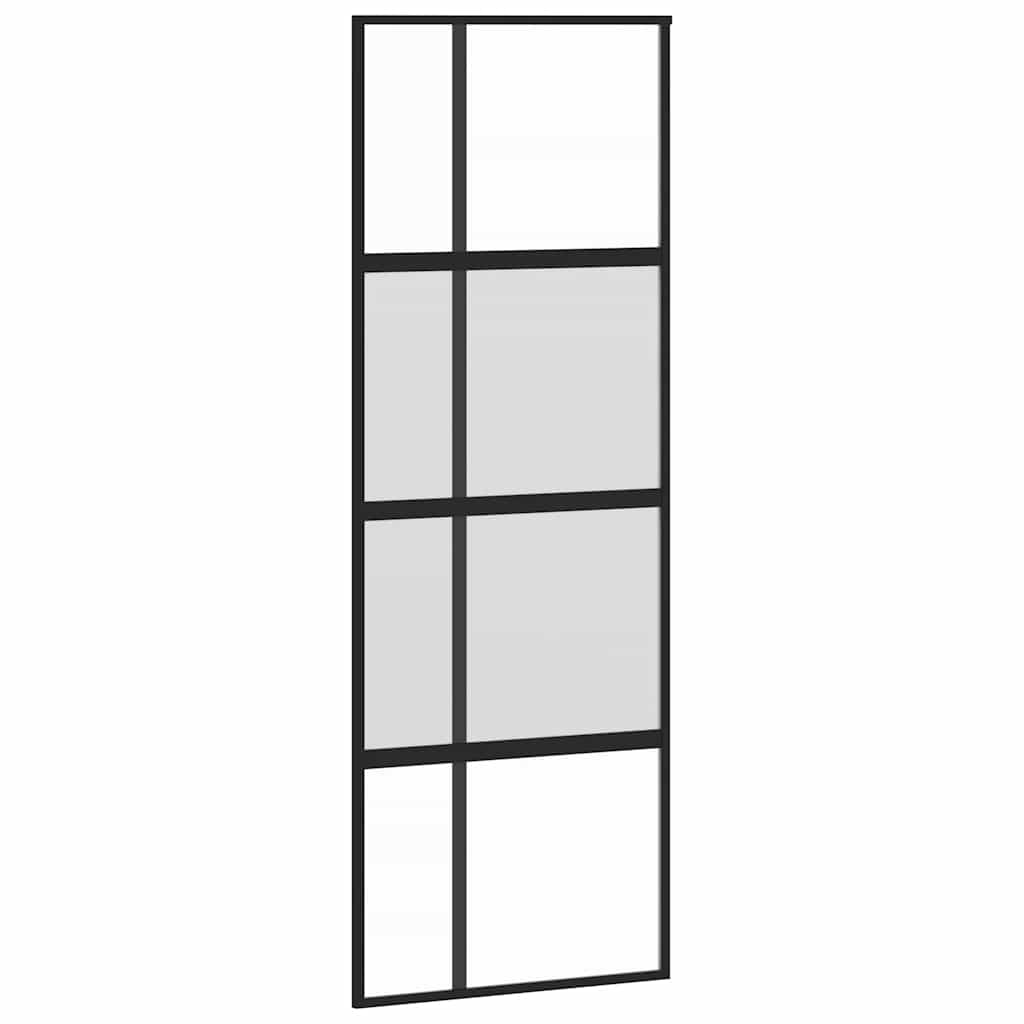 Puerta Corredera Vidrio Templado y Aluminio Negra 76x205 cm