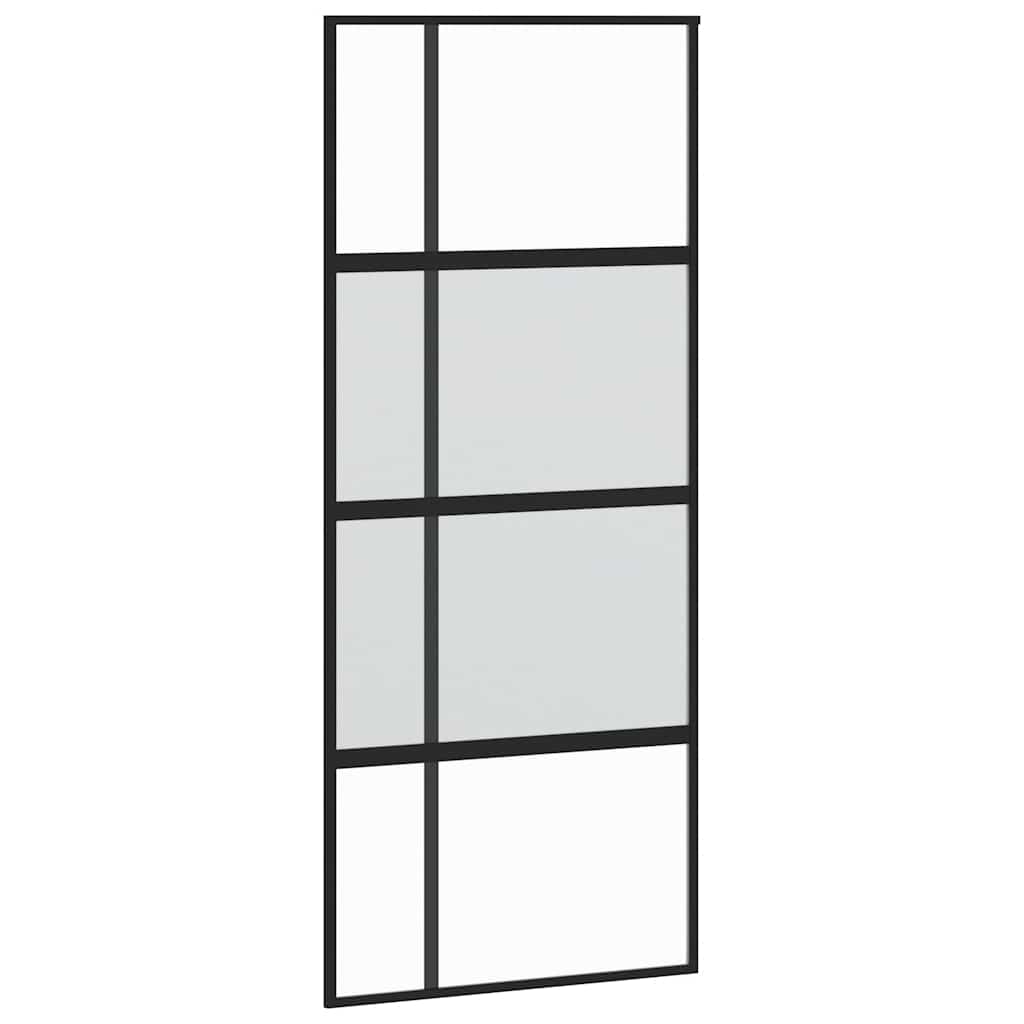 Puerta Corredera Vidrio Templado y Aluminio Negra 90x205 cm