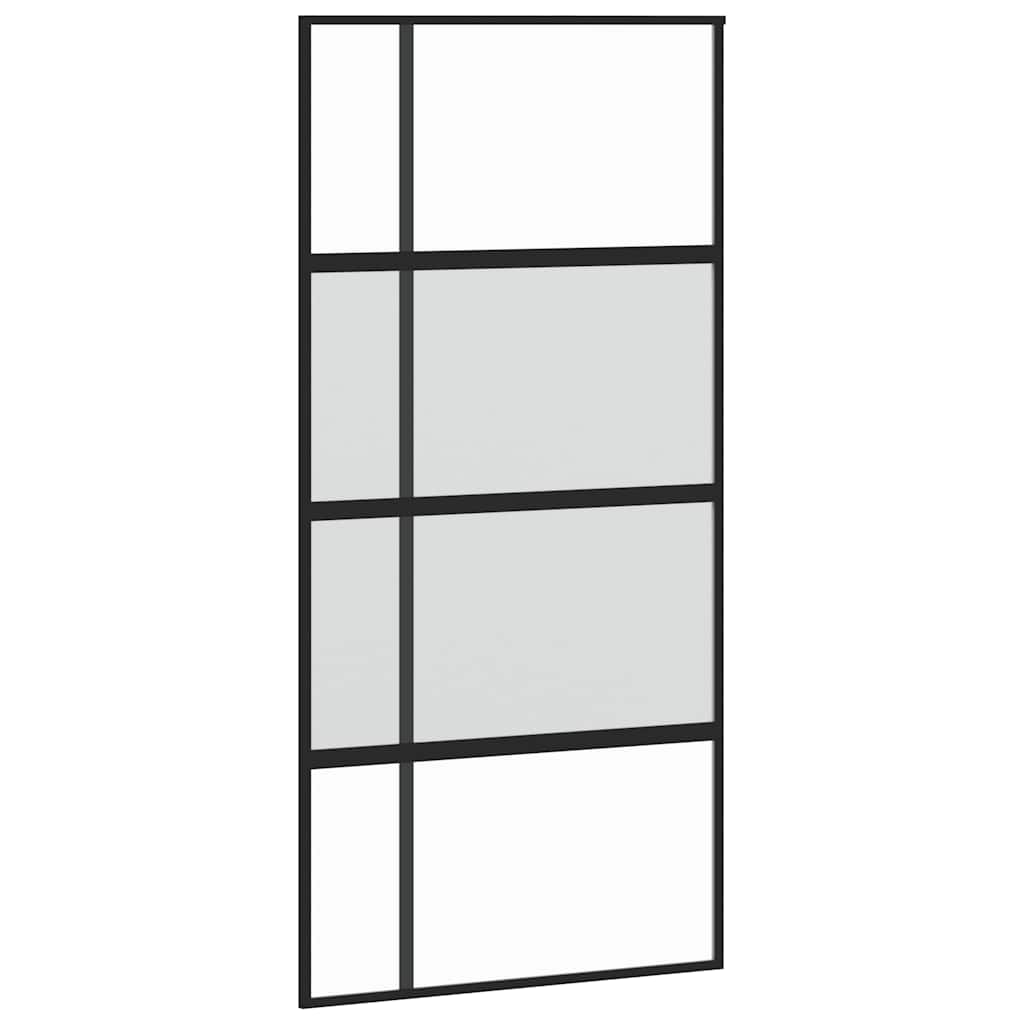 Puerta Corredera Vidrio Templado y Aluminio Negra 102,5x205 cm