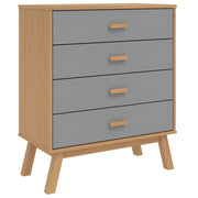 Vetonek Commode OLDEN en bois de pin massif gris et marron