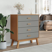 Commode ancienne en bois de pin massif gris et marron v3600 - Vetonek