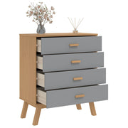 Commode ancienne en bois de pin massif gris et marron v3600 - Vetonek