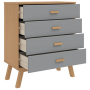Commode ancienne en bois de pin massif gris et marron v3600 - Vetonek