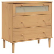 Vetonek Commode SENJA aspect rotin bois de pin massif marron 80x40x80cm