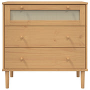Commode SENJA aspect rotin bois de pin massif marron 80x40x80cm - Vetonek