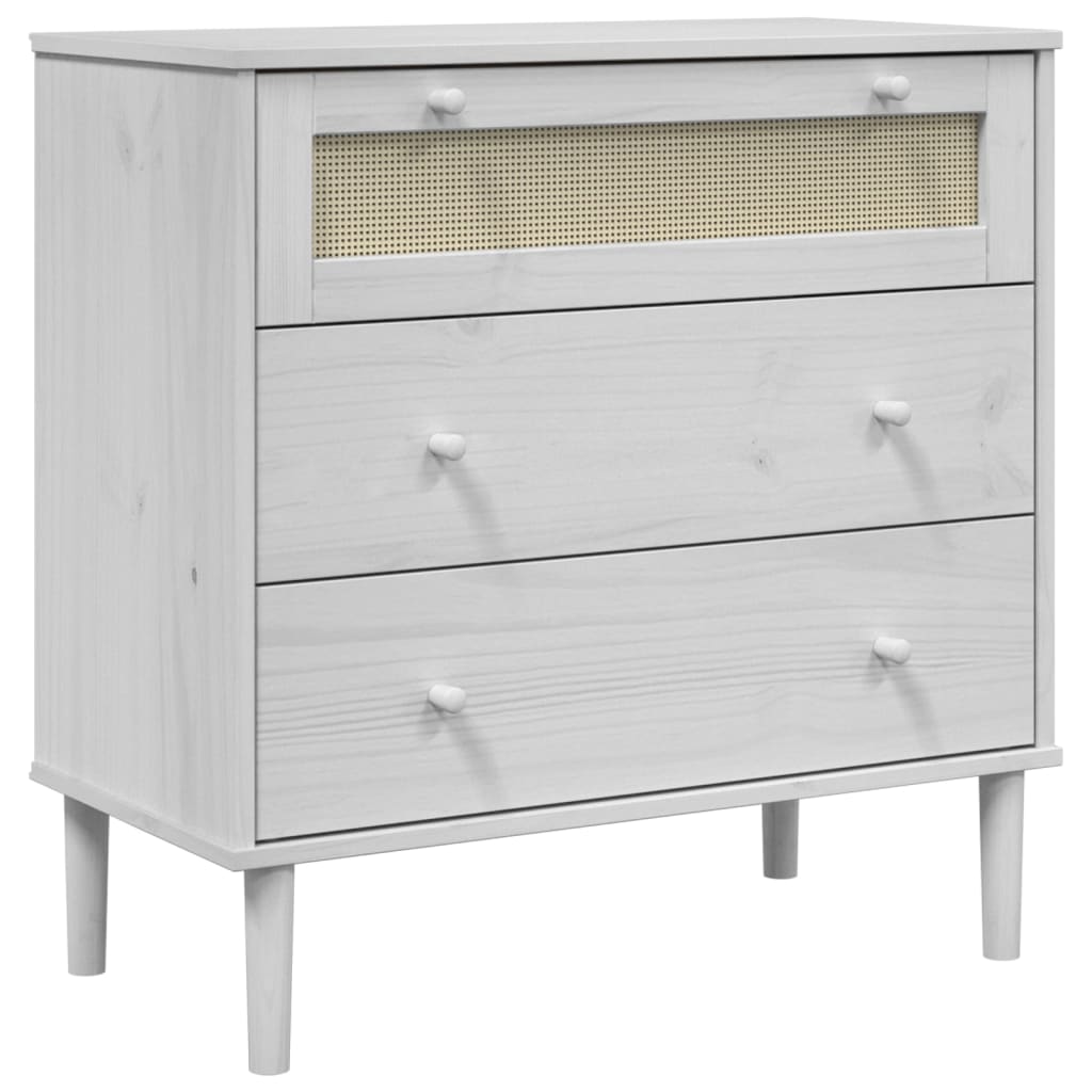 Vetonek Commode SENJA aspect rotin bois de pin blanc massif 80x40x80cm