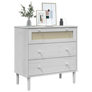 Commode senja aspect rotin bois de pin blanc massif 80x40x80cm v4393 - Vetonek