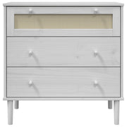 Commode senja aspect rotin bois de pin blanc massif 80x40x80cm v4393 - Vetonek