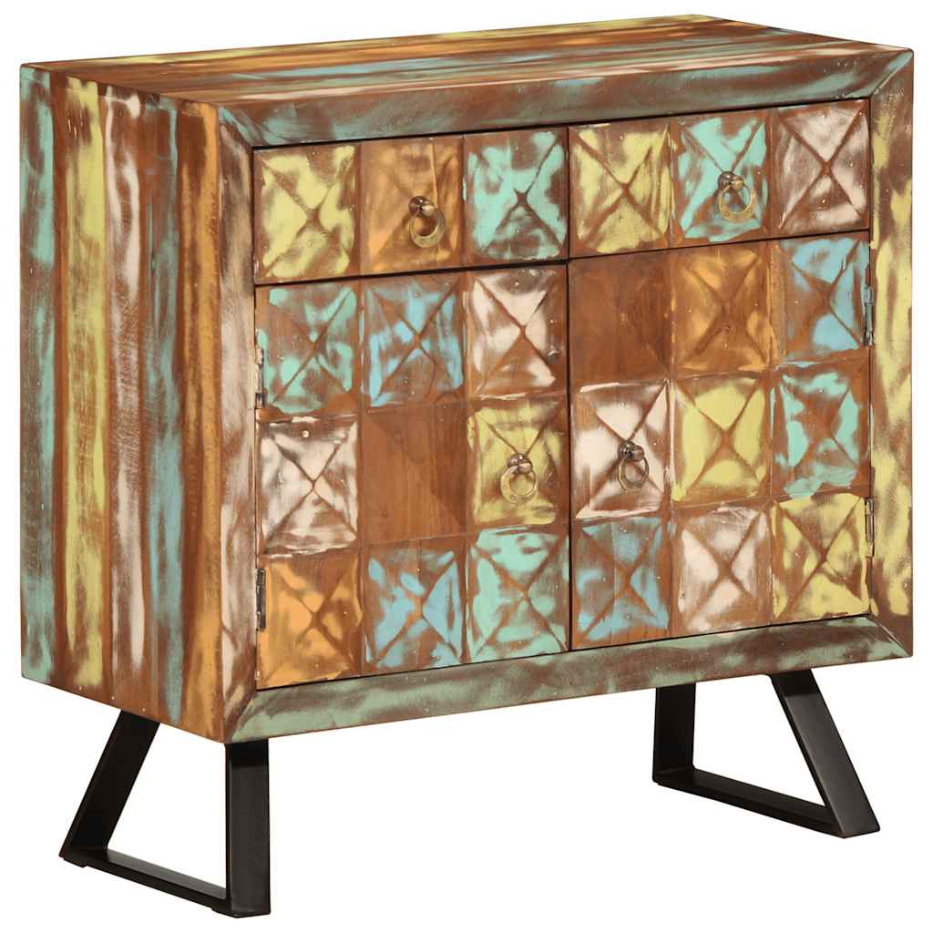 Commode en bois massif recyclé multicolore 70x35x70 cm v6755 Vetonek