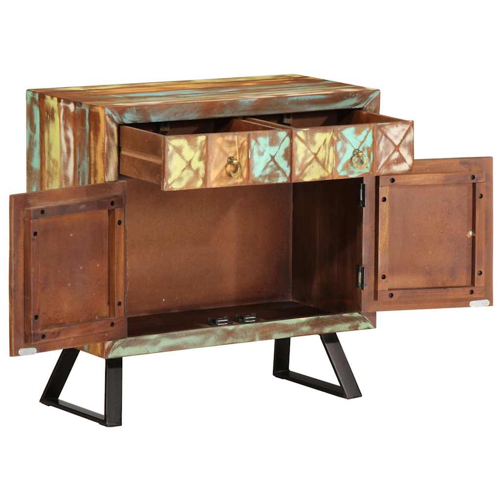 Vetonek Commode en bois massif recyclé multicolore 70x35x70 cm