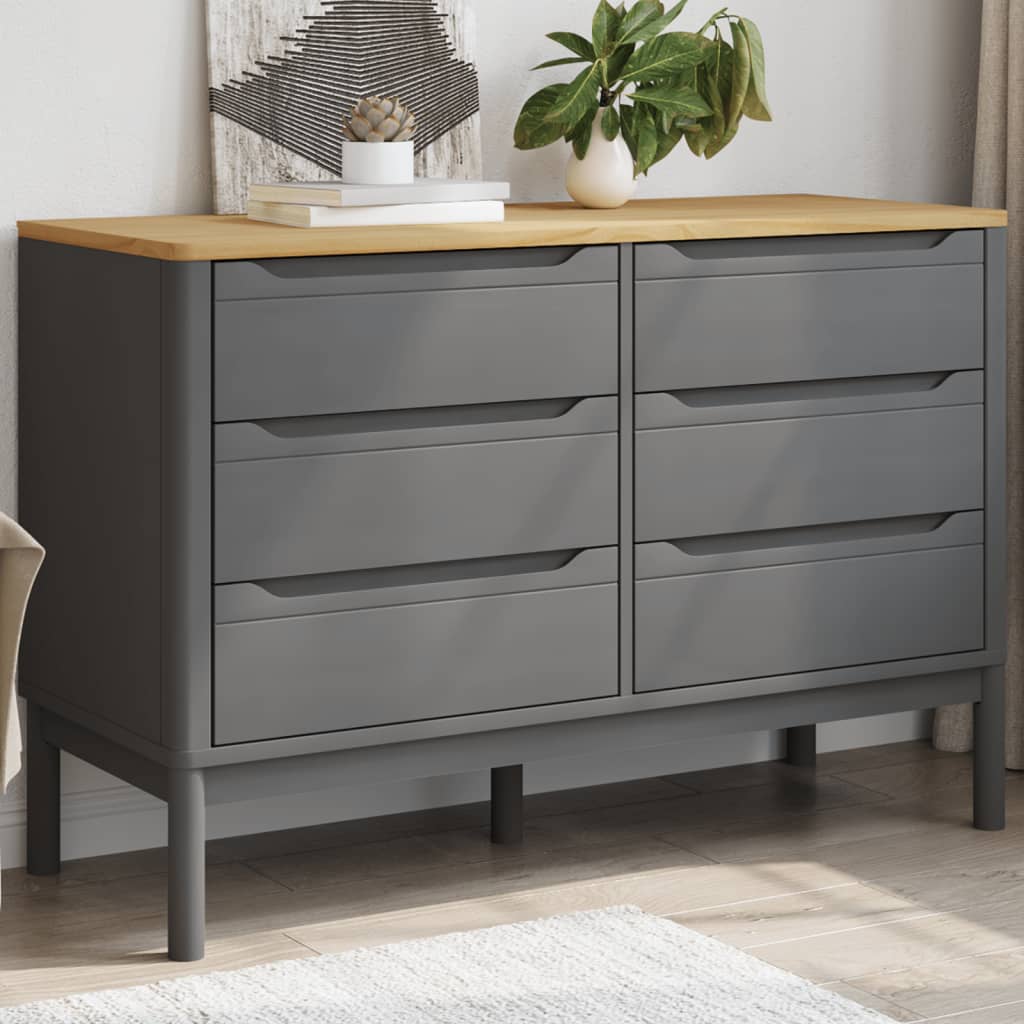 Commode Floro en bois de pin gris massif v5306 Vetonek