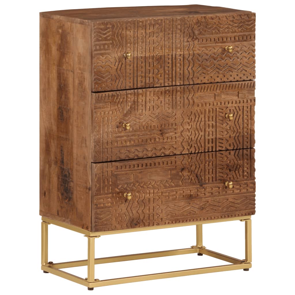 Commode en bois de manguier massif et fer 55x30x76 cm v5474 Vetonek