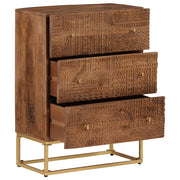 Vetonek Commode en bois de manguier massif et fer 55x30x76 cm