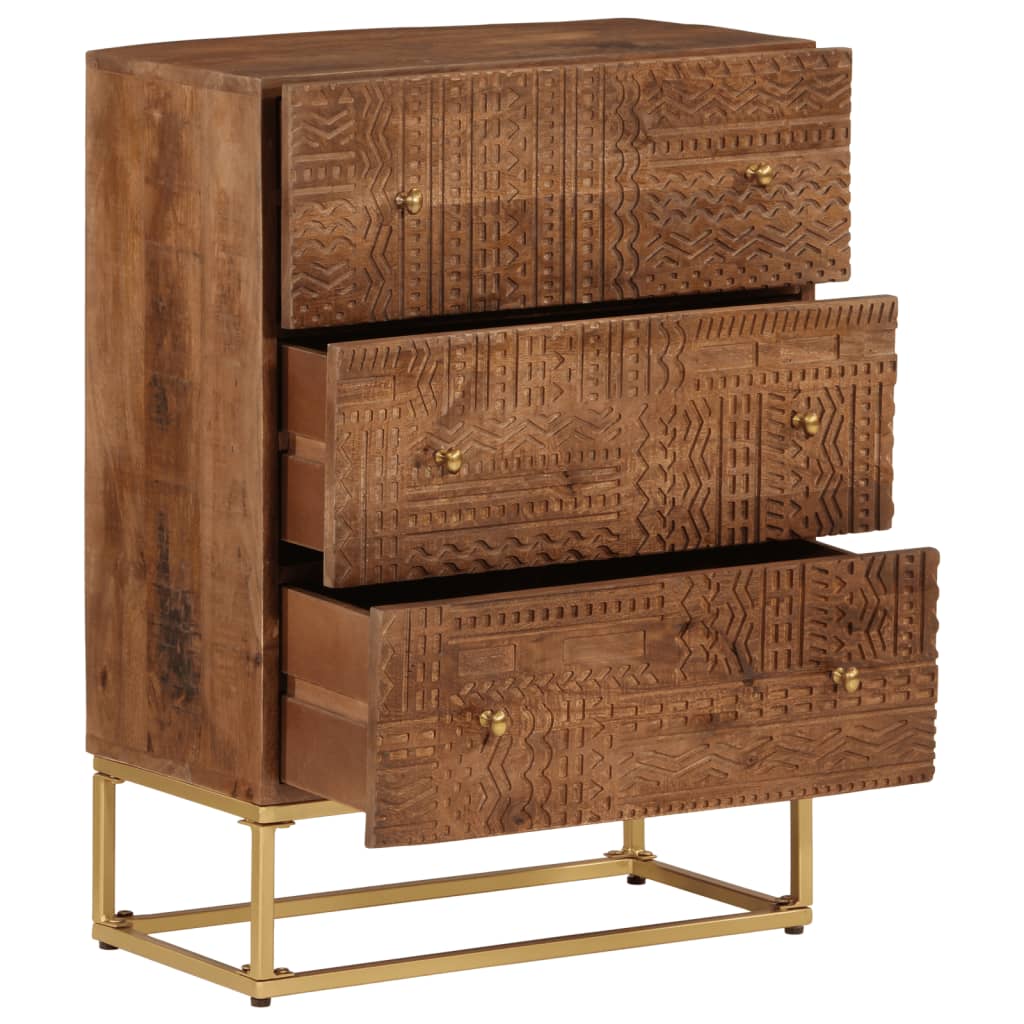 Vetonek Commode en bois de manguier massif et fer 55x30x76 cm