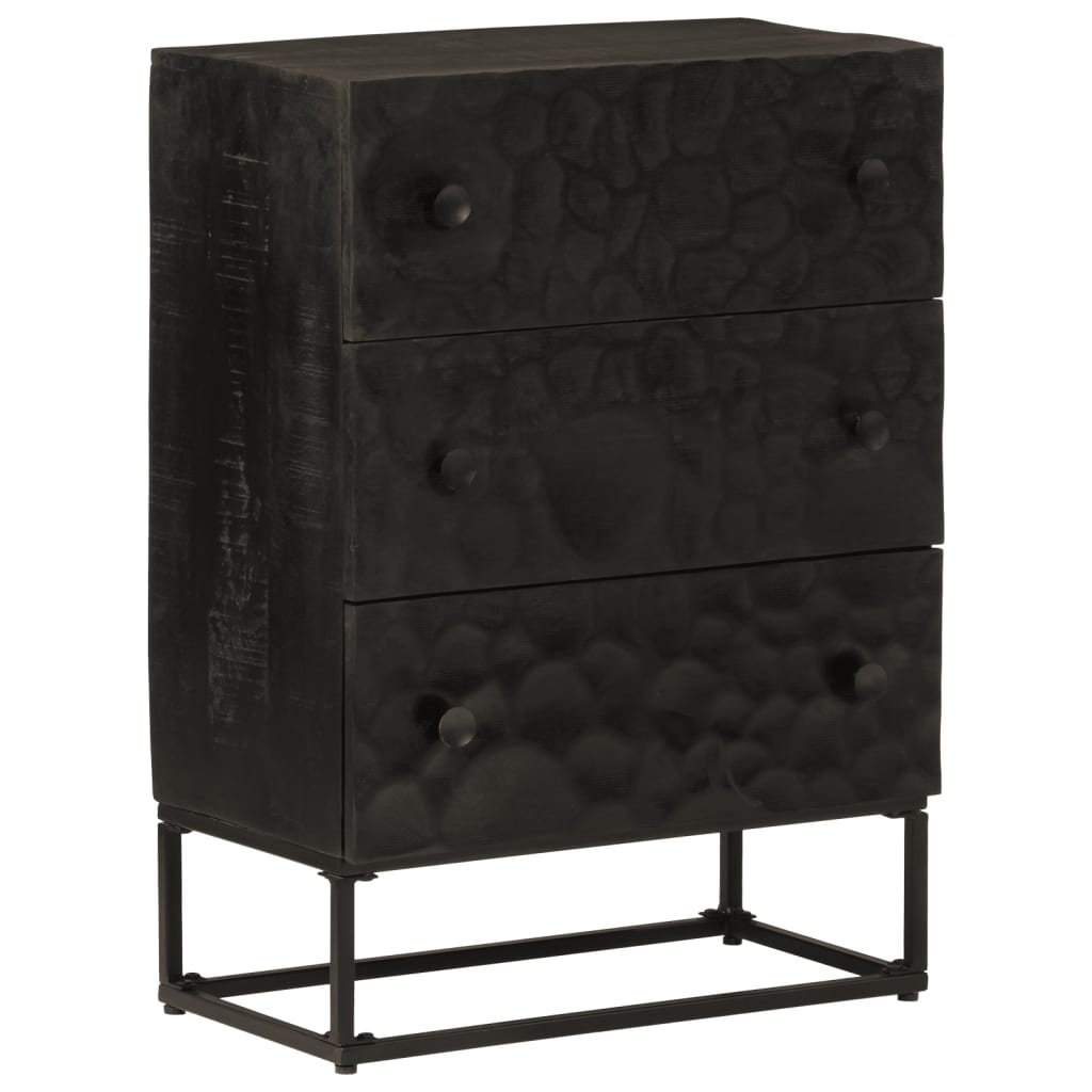 Commode en bois de manguier massif et fer noir 55x30x76 cm v5580 Vetonek