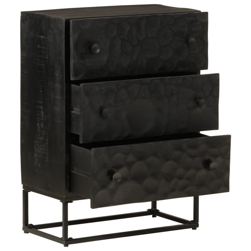 Vetonek Commode en bois de manguier massif et fer noir 55x30x76 cm